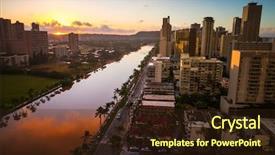  Presentation with honolulu hawaii - Theme featuring city of honolulu at sunrise background and a wine colored foreground