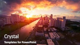  Presentation with honolulu hawaii - Slide set with city of honolulu during colorful background and a  colored foreground