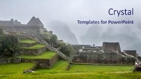  Presentation with inca - Colorful presentation theme enhanced with city of machu picchu lanscape backdrop and a sky blue colored foreground