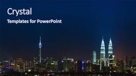  Presentation with kuala lumpur malaysia skyline - Slide deck consisting of city of malaysia kuala lumpur background and a navy blue colored foreground