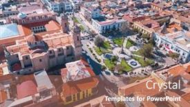  Presentation with city - PPT theme featuring city-of-potosi-aerial-view background and a coral colored foreground