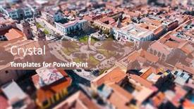  Presentation with city - Beautiful presentation featuring city-of-potosi-aerial-view backdrop and a coral colored foreground