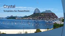  Presentation with city - Presentation design with city of rio de janeiro background and a light blue colored foreground