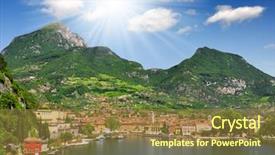  Presentation with italian - Amazing PPT layouts having city of riva del garda situated in the northern part of the largest italian lake lago di garda backdrop and a coral colored foreground