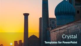  Presentation with uzbekistan - PPT layouts having city-of-samarkand-with-sun background and a wine colored foreground
