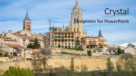  Presentation with ancient roman - Colorful presentation design enhanced with city of segovia ancient roman backdrop and a light blue colored foreground
