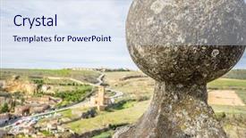  Presentation with ancient roman - Presentation design featuring city of segovia ancient roman background and a sky blue colored foreground