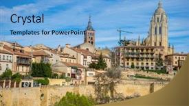  Presentation with ancient roman - Presentation theme consisting of city of segovia ancient roman background and a light blue colored foreground