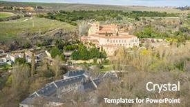  Presentation with ancient roman - Colorful presentation theme enhanced with city of segovia ancient roman backdrop and a coral colored foreground