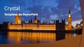  Presentation with westminster - Audience pleasing PPT layouts consisting of city of westminster and big ben at night backdrop and a ocean colored foreground
