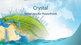  Presentation with global warming - Slides featuring city on island floating background and a cool aqua colored foreground