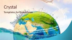  Presentation with global warming - Presentation theme consisting of city on island floating background and a lemonade colored foreground