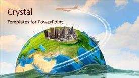  Presentation with survival - Slide set consisting of city on island floating background and a lemonade colored foreground