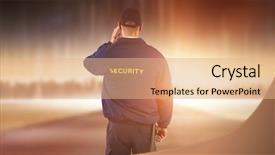  Presentation with security officer - PPT layouts with city on the horizon background and a coral colored foreground