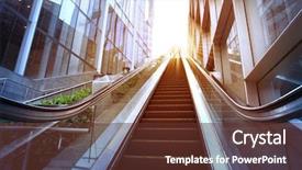  Presentation with city - Presentation theme consisting of city outdoor escalator background and a tawny brown colored foreground