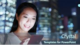  Presentation with phone tower - Slide set consisting of city over business tower background and a ocean colored foreground