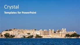  Presentation with udaipur - Colorful slide set enhanced with city palace complex on lake pichola udaipur rajasthan india backdrop and a teal colored foreground