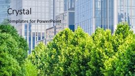  Presentation with modern trees - Slides enhanced with city park - green trees front of modern background and a light blue colored foreground