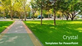  Presentation with beautiful nature - PPT theme consisting of city-park-in-day-beautiful background and a forest green colored foreground