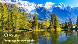  Presentation with spruce - Cool new PPT theme with city park is illuminated by the sunset the lake reflected the evergreen spruce and snow-capped alps concept of active and ecological tourism the mountain resort of chamonix haute-savoie backdrop and a tawny brown colored foreground