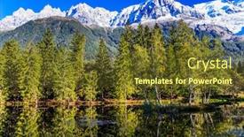  Presentation with mont blanc - Presentation theme consisting of city park is illuminated by the sunset the lake reflected the evergreen spruce and snow-capped alps the mountain resort of chamonix mont blanc concept of active and ecological tourism background and a tawny brown colored foreground