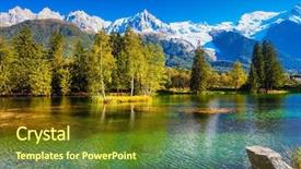 Presentation with spruce - Cool new slide deck with city park is illuminated by sunset the lake reflected the snow-capped alps and evergreen spruce the mountain resort of chamonix haute-savoie backdrop and a tawny brown colored foreground