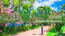  Presentation with park - Presentation theme with city-park-with-oleander-bushes background and a forest green colored foreground