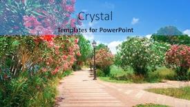  Presentation with park - Amazing PPT theme having city-park-with-oleander-bushes backdrop and a light blue colored foreground