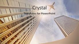  Presentation with plane flying in everest - Slides with city planing - plane flying over office buildings background and a mint green colored foreground