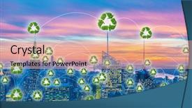  Presentation with green city - Cool new PPT theme with city powered by green energy backdrop and a coral colored foreground
