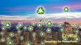  Presentation with green city - Colorful theme enhanced with city powered by green energy backdrop and a tawny brown colored foreground