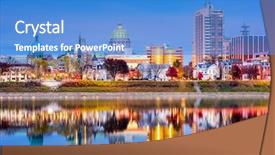  Presentation with usa - Colorful PPT theme enhanced with city riverfront - harrisburg pennsylvania usa skyline backdrop and a teal colored foreground