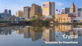 Presentation with columbus ohio usa skyline - Slides enhanced with city riverfront - newark new jersey usa skyline background and a ocean colored foreground