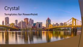  Presentation with pittsburgh - PPT theme having city riverfront - pittsburgh pennsylvania usa panorama skyline background and a light blue colored foreground