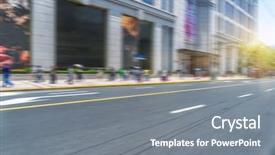  Presentation with columns ancient roman road city - Audience pleasing theme consisting of city road near shopping mall backdrop and a  colored foreground