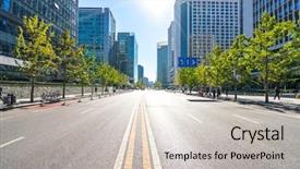  Presentation with city buildings winter storm - PPT layouts consisting of city road through modern buildings background and a soft green colored foreground