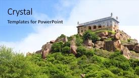  Presentation with old india - Presentation design enhanced with city ruin - 400 year old historic golkonda background and a light blue colored foreground