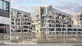  Presentation with apartment buildings - Presentation theme having city-run-winter-running-man background and a gray colored foreground