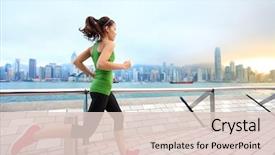  Presentation with hong kong - PPT layouts featuring city running - woman runner background and a lemonade colored foreground