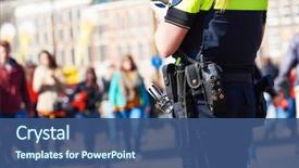  Presentation with city street - Amazing slide set having city safety and security policeman backdrop and a ocean colored foreground