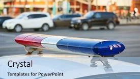  Presentation with city street - Amazing PPT layouts having city safety police car backdrop and a light blue colored foreground