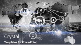  Presentation with network - Amazing PPT layouts having city-scape-and-network-connection backdrop and a gray colored foreground