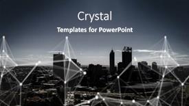  Presentation with connection - Audience pleasing slides consisting of city-scape-and-network-connection backdrop and a tawny brown colored foreground