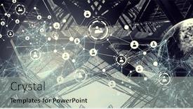  Presentation with network - Cool new presentation with city-scape-and-network-connection backdrop and a light gray colored foreground