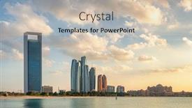  Presentation with abu dhabi - Slides with city-scape-of-abu-dhabi background and a soft green colored foreground