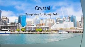  Presentation with sydney - Presentation theme featuring city scape of darling harbour background and a light blue colored foreground