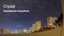  Presentation with honolulu hawaii - PPT theme featuring city scapes street lamp - fantastic view of tropical ocean background and a dark gray colored foreground