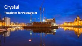  Presentation with building construction - Beautiful PPT layouts featuring city scapes street lamp - island with building construction backdrop and a  colored foreground