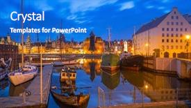  Presentation with marina self reflection - Beautiful slide deck featuring city scapes street lamp - promenade at motlawa river backdrop and a  colored foreground