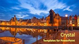  Presentation with marina - PPT theme with city scapes street lamp - promenade at motlawa river background and a  colored foreground